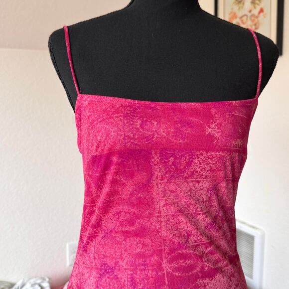 Vintage y2k rampage pink slip dress asymmetrical chiffon overlay sz M fairy - Picture 6 of 8